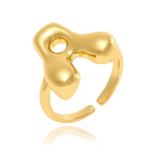 Brass Finger Ring Alphabet Letter gold color plated Adjustable & fashion jewelry & letters are from A to Z & for woman nickel lead & cadmium free Sold By PC