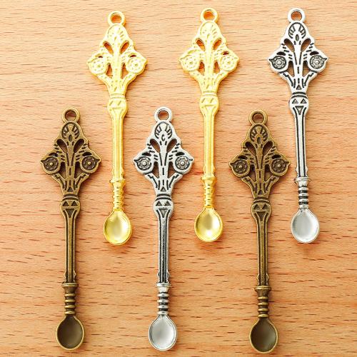 Zinc Alloy Pendler, Spoon, forgyldt, du kan DIY, flere farver til valg, 60x15mm, 100pc'er/Bag, Solgt af Bag