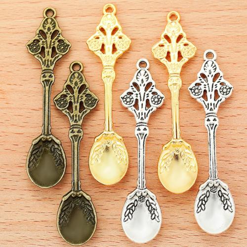 Zinc Alloy Pendler, Spoon, forgyldt, du kan DIY, flere farver til valg, 62x16mm, 100pc'er/Bag, Solgt af Bag