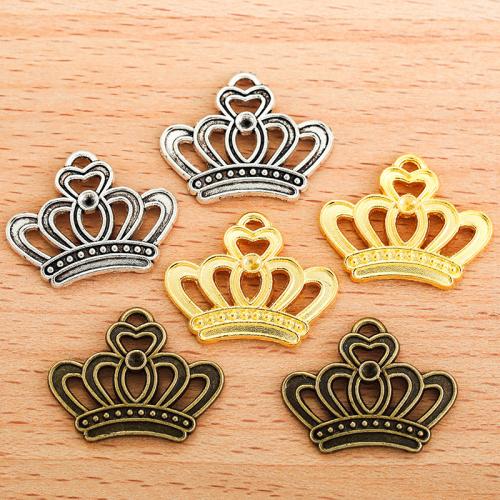 Sinc Alloy Crown Pendants, Corónach, plátáilte, DIY, dathanna níos mó le haghaidh rogha, 23x18mm, 100ríomhairí pearsanta/Mála, Díolta De réir Mála