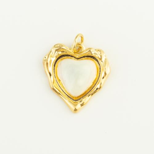 Brass Heart Pendants with Glass gold color plated DIY nickel lead & cadmium free Sold By PC