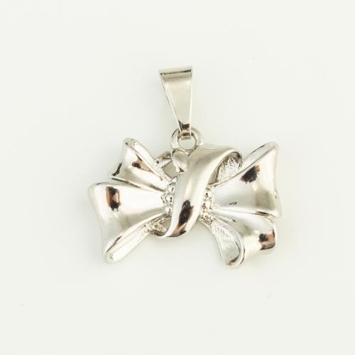 Brass Jewelry Pendants Bowknot silver color plated DIY nickel lead & cadmium free Sold By PC