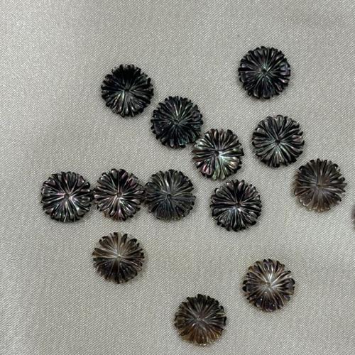 Black Lip Shell Beads Flower DIY black 10mm Sold By PC