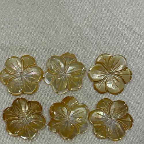 Grânulos do escudo de água doce natural, concha, Flor, DIY, amarelo, 20mm, vendido por PC