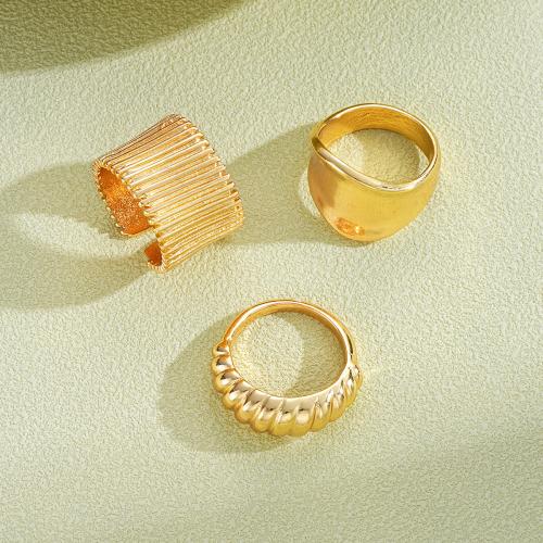 Zinc Alloy Ring Set plated three pieces & fashion jewelry & for woman golden Sold By Set