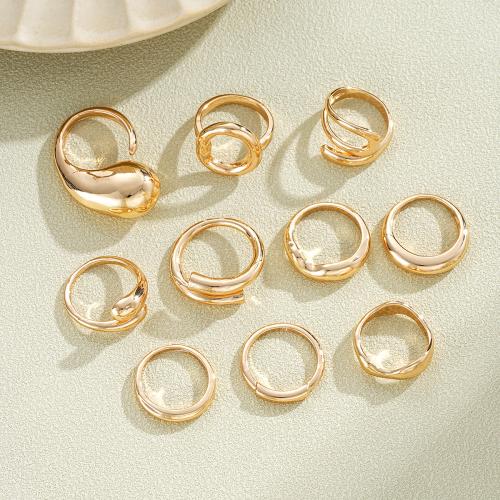 Zinc Alloy Ring Set plated 10 pieces & fashion jewelry & for woman golden Sold By Set