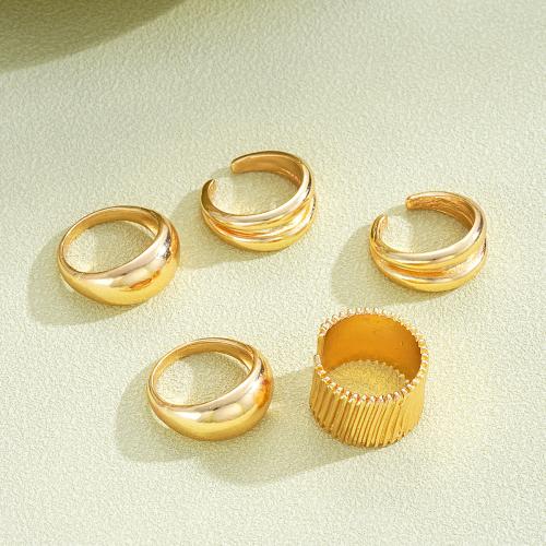 Sinc Alloy Ring Set, plátáilte, 5 phíosa & jewelry faisin & do bhean, órga, Díolta De réir Socraigh