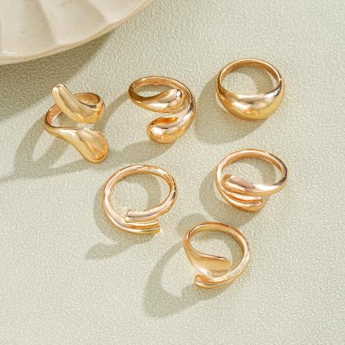 Sinc Alloy Ring Set, plátáilte, 6 phíosa & jewelry faisin & do bhean, órga, Díolta De réir Socraigh