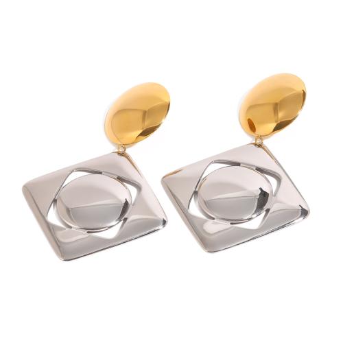 Stainless Steel Stud Earrings 304 Stainless Steel plated fashion jewelry & for woman & two tone & hollow Sold By Pair