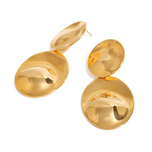 Stainless Steel Stud Earrings 304 Stainless Steel plated for woman gold Sold By Pair