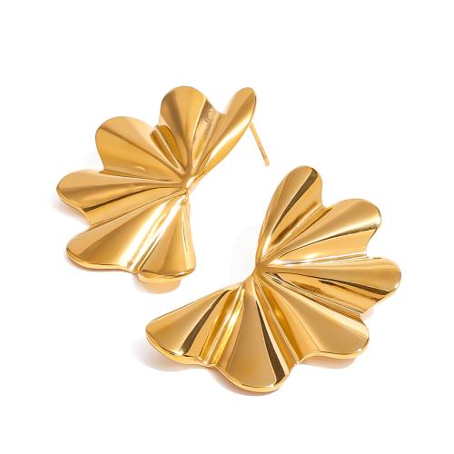 Stainless Steel Stud Earrings 304 Stainless Steel plated for woman gold Sold By Pair