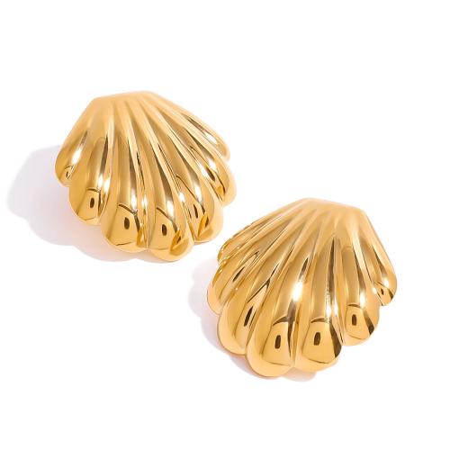 Stainless Steel Stud Earrings 304 Stainless Steel plated for woman gold Sold By Pair