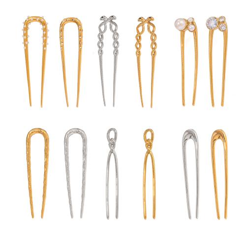 Palillos para el Cabello, acero inoxidable 304, con Perlas plásticas, chapado, diferentes estilos para la opción & micro arcilla de zirconia cúbica & para mujer, más colores para la opción, Vendido por UD