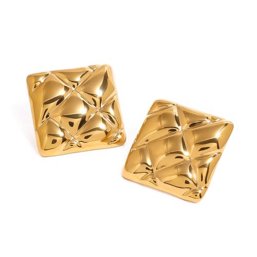 Stainless Steel Stud Earrings 304 Stainless Steel plated for woman gold Sold By Pair