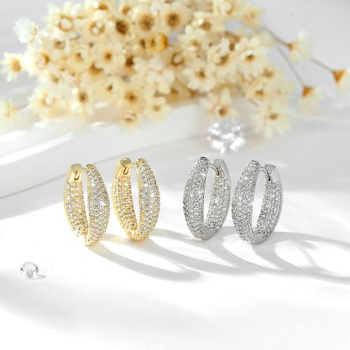 Cubic Zirconia Micro Pave Brass Earring plated micro pave cubic zirconia & for woman Sold By Pair