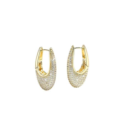 Boucles d'oreilles en laiton zircon cubique pavent, Placage, pavé de micro zircon & pour femme, plus de couleurs à choisir, Vendu par paire