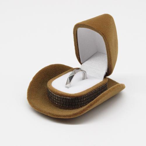 Flocking Fabric Ring Box, Bærbare & Støvtæt, brun, Solgt af PC