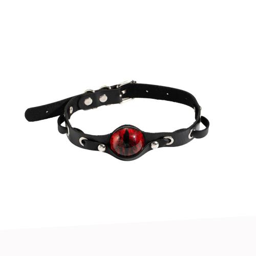 Collar Necklace Zinc Alloy with Leather & Resin plated gothic style & for woman black Sold By PC