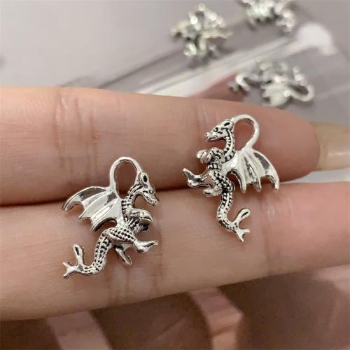 Zinc Alloy Animal Pendants Dragon antique silver color plated DIY Sold By Bag