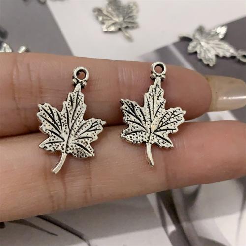 Pendants Sinc Alloy Leaf, Maple Leaf, dath airgid antique plátáilte, DIY, 15x23mm, 100ríomhairí pearsanta/Mála, Díolta De réir Mála