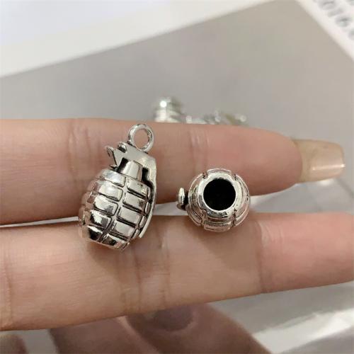 Sinc Alloy Pendants, grenade, dath airgid antique plátáilte, DIY, 13x22mm, 100ríomhairí pearsanta/Mála, Díolta De réir Mála