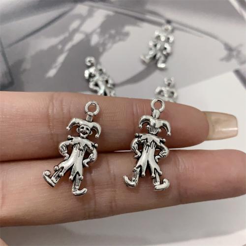 Zinc Alloy Pendants clown antique silver color plated DIY Sold By Bag