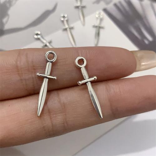 Zinc Alloy Pendants Knife antique silver color plated DIY Sold By Bag