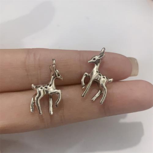 Zinc Alloy Animal Pendants Deer antique silver color plated DIY Sold By Bag