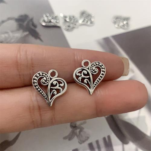 Zinc Alloy Heart Pendants antique silver color plated DIY Sold By Bag