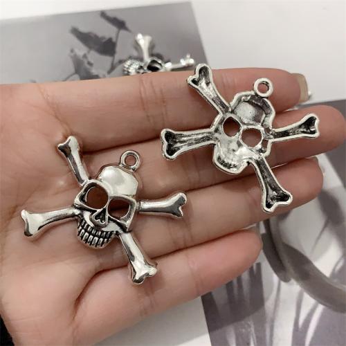 Sinc Alloy Skull Pendants, Blaosc, dath airgid antique plátáilte, DIY, 39x33mm, 100ríomhairí pearsanta/Mála, Díolta De réir Mála