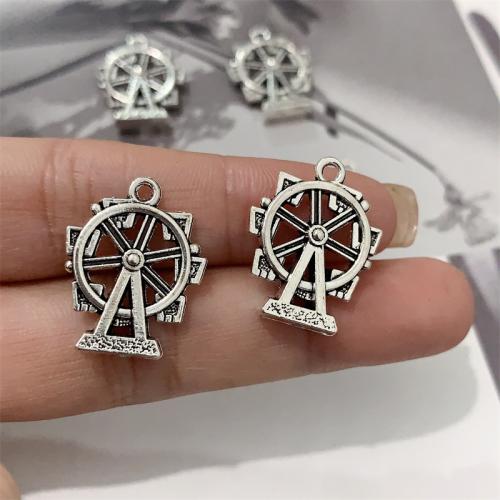 Zinc Alloy Pendants Ferris Wheel antique silver color plated DIY Sold By Bag