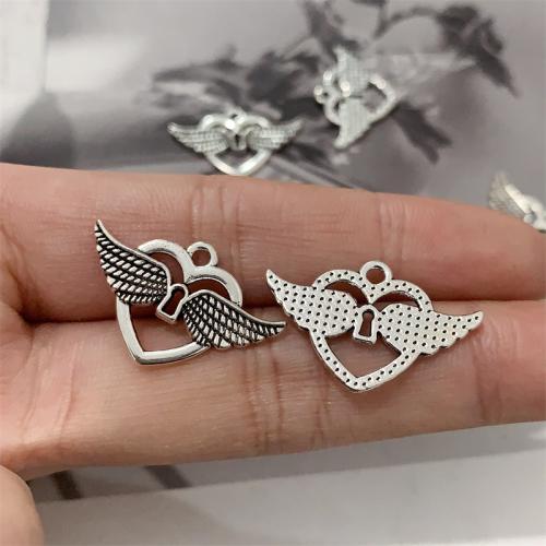 Wing alakú cink ötvözet Medálok, Wing Forma, antik ezüst színű bevonattal, DIY, 25x16mm, 100PC-k/Bag, Által értékesített Bag