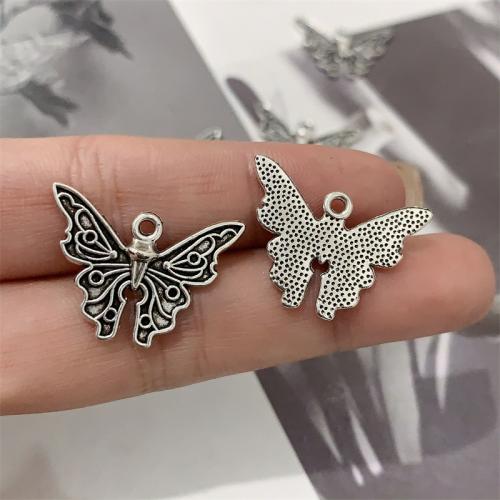 Zinc Alloy Animal Pendants Butterfly antique silver color plated DIY Sold By Bag