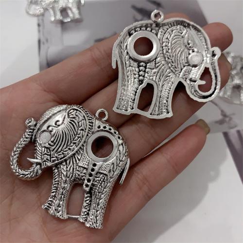 Zinklegering Animal Hangers, Zinc Alloy, Olifant, antiek zilver plated, DIY, 43x43mm, 100pC's/Bag, Verkocht door Bag