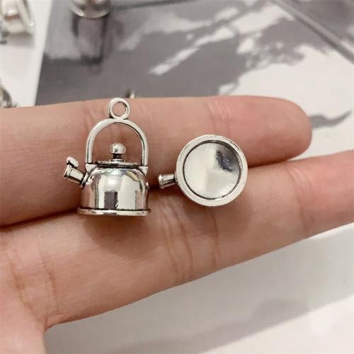 Zinc Alloy Pendler, Teapot, antik sølv farve forgyldt, du kan DIY, 14x18mm, 100pc'er/Bag, Solgt af Bag