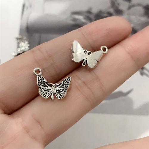 Zinc Alloy Animal Pendants Butterfly antique silver color plated DIY Sold By Bag