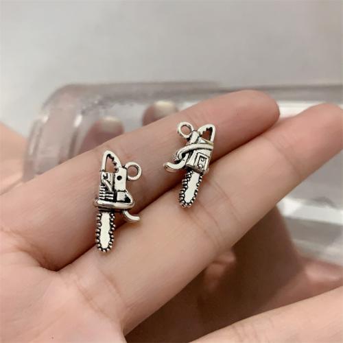 Zinc Alloy Tool Pendants Saw antique silver color plated DIY Sold By Bag