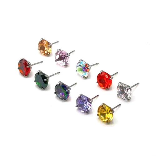 Titanium Alloy Stud Earring Unisex & micro pave cubic zirconia Sold By Bag