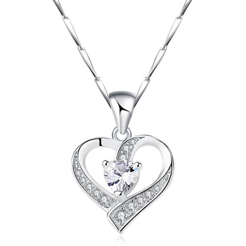 Cubic Zirconia Micro Pave 925 Sterling Silver Pendant Heart DIY & micro pave cubic zirconia Sold By PC