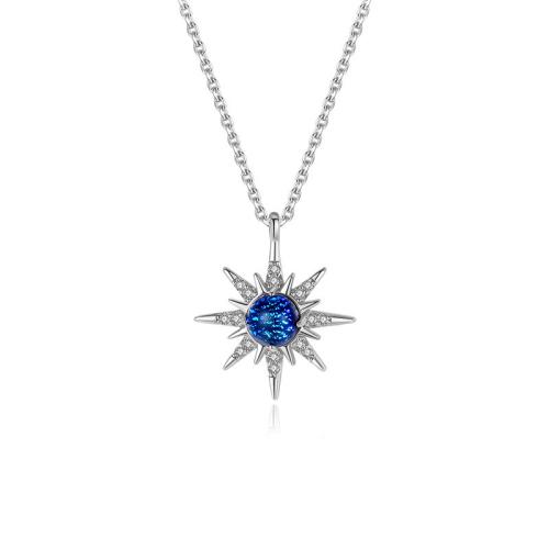 Cubic Zircon Micro Pave 925 Sterling Silver Necklace with Lampwork with 5cm extender chain fashion jewelry & micro pave cubic zirconia & for woman Length Approx 40 cm Sold By PC