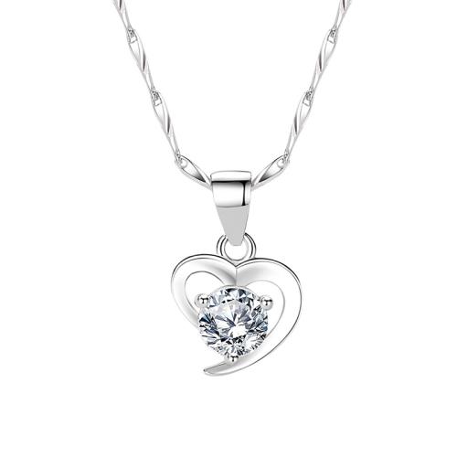 Cubic Zirconia Micro Pave 925 Sterling Silver Pendant Heart DIY & micro pave cubic zirconia Sold By PC