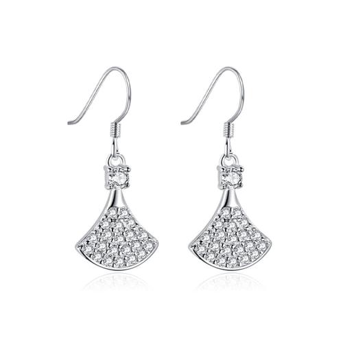 Sterling zilveren oorringen met micro-paved kubieke zirconia's, 925 sterling zilver, mode sieraden & micro pave zirconia & voor vrouw, 11.80x30mm, Verkocht door pair