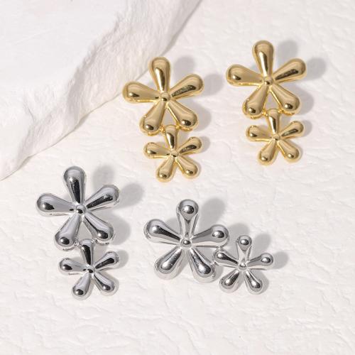 Stainless Steel Stud Earrings 304 Stainless Steel Flower fashion jewelry & for woman 27mm Sold By Pair