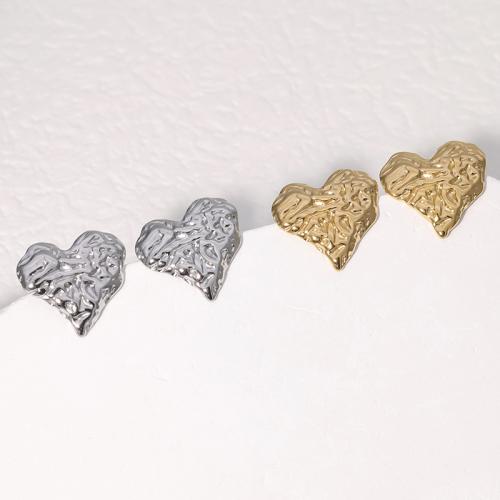 Stainless Steel Stud Earrings 304 Stainless Steel Heart fashion jewelry & for woman Sold By Pair