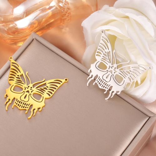 Stainless Steel Animal Pendants 304 Stainless Steel Butterfly DIY & double-hole & hollow Sold By PC