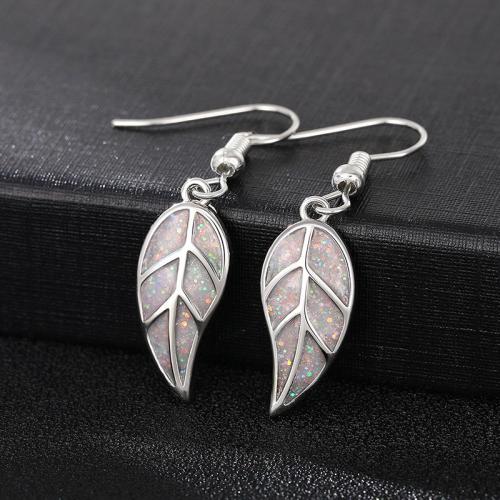 Boucles d'oreilles pendantes en laiton, feuille, bijoux de mode & pour femme, 39x9mm, Vendu par paire