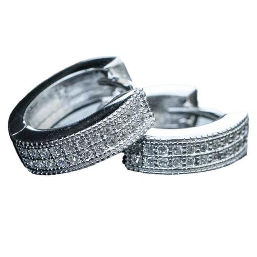 Kubinių Zirconia Mikro Pave Žalvario auskarai, Žalvarinis, Bižuterijos & mikro nutiesti kubinių Zirconia & moters, 13x4mm, Pardavė Pora