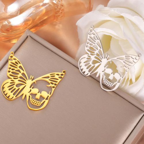 Stainless Steel Animal Pendants 304 Stainless Steel Butterfly DIY & double-hole & hollow Sold By PC