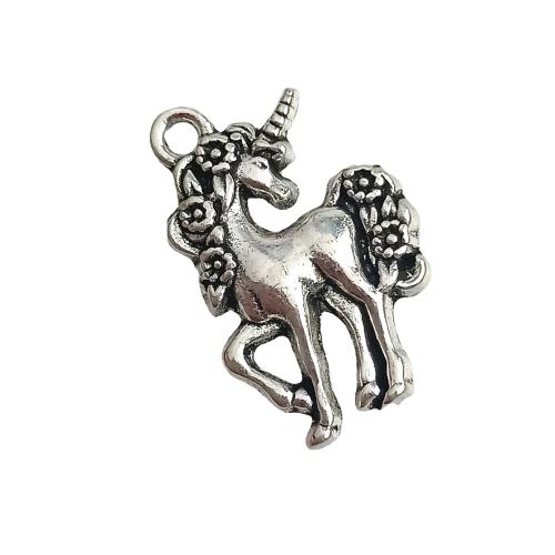 Pendentifs animaux en alliage de zinc, Licorne, DIY, 16x24mm, 100PC/sac, Vendu par sac