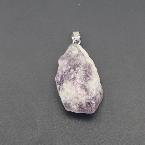 Quartz Gemstone Pendants Amethyst with Iron & 304 Stainless Steel DIY purple x10-20mm Sold By PC